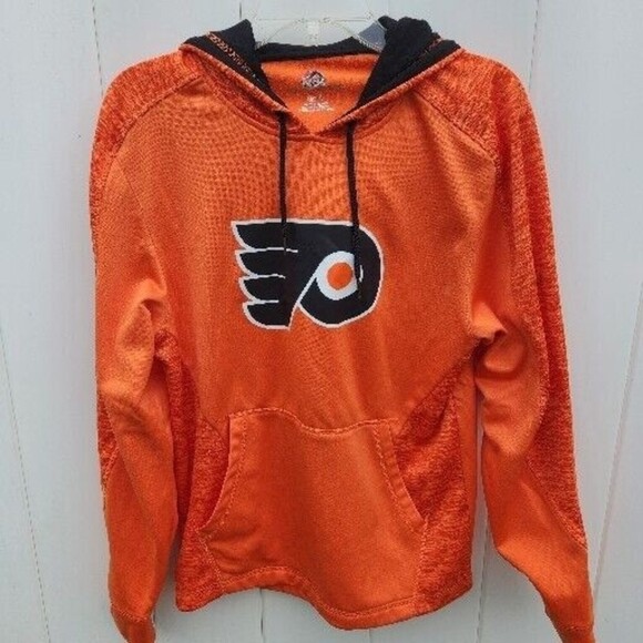 Majestic The Amabase Philadelphia Flyers NHL Hoodie Mens Size Small Orange - Picture 1 of 5